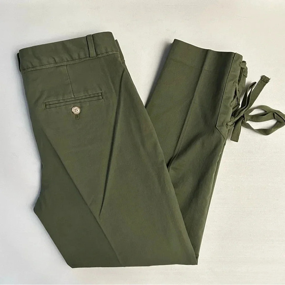 Banana Republic Avery Pant  Straight Leg Ankle Tie Cropped Chino Green 0 Short - Picture 16 of 16
